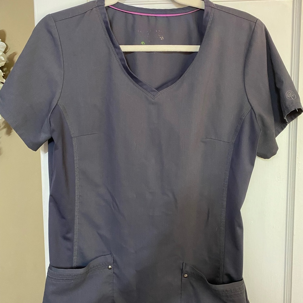 Healing hands-purple label charcoal grey scrub top